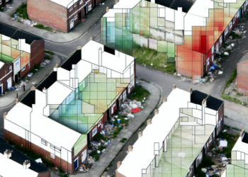 An image of an urban neighborhood with high poverty, indicating the areas most affected by welfare system