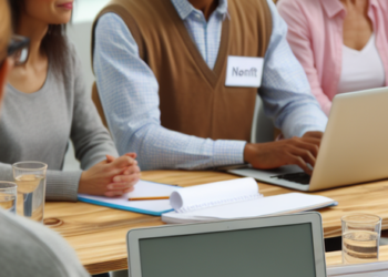 Group of individuals participating in a non-profit organization's meeting