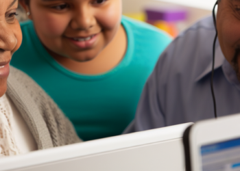 Low-income family accessing internet services through lifeline program